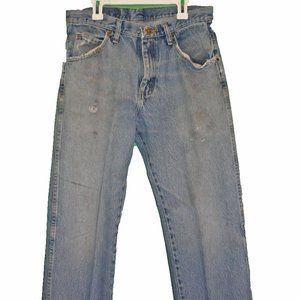 Men's Working Man Jeans Worn Holes Stains Wrangler WA783 31 x 30 Regular Fit